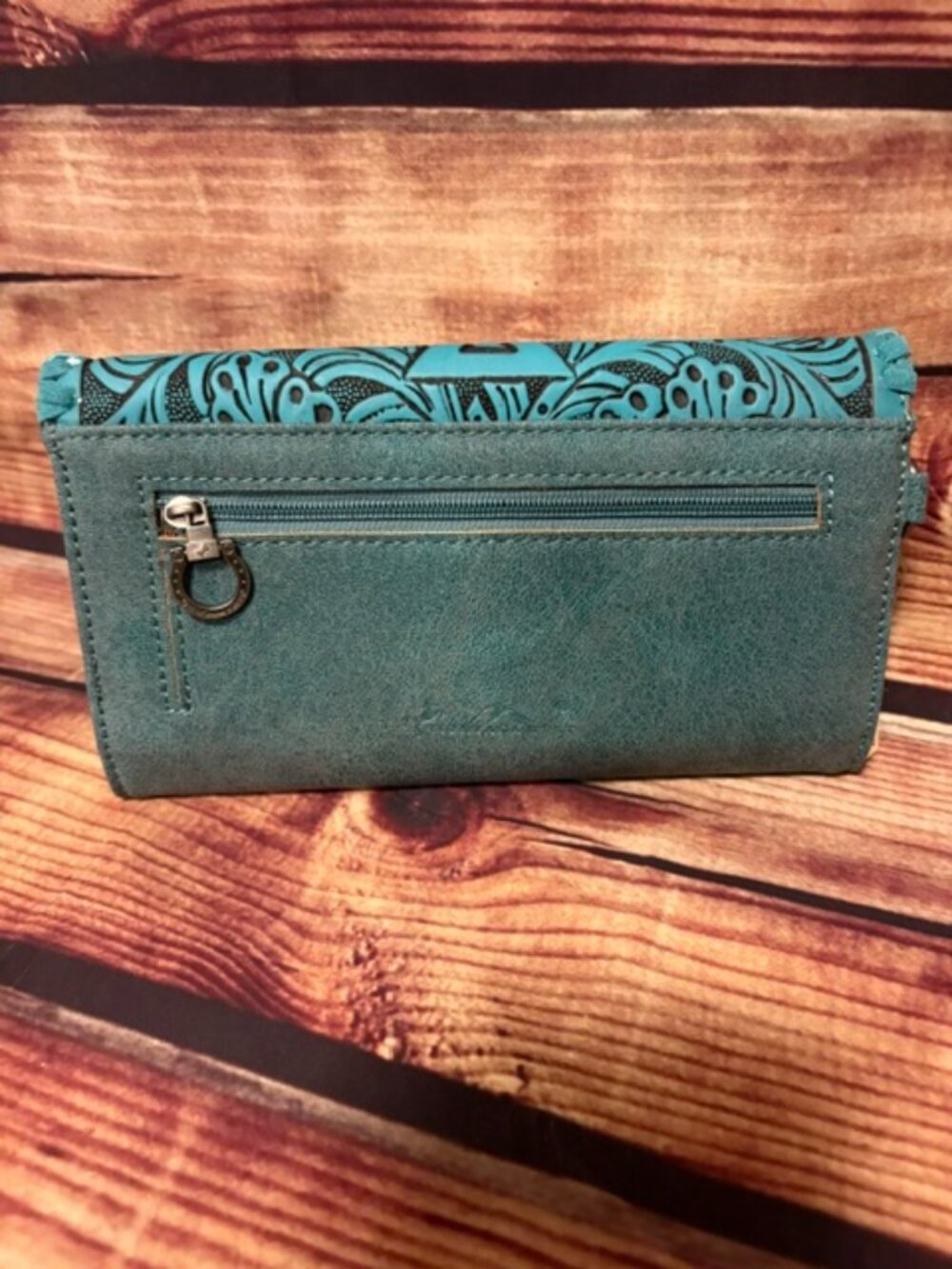 Montana West Turquoise Tooled Aztec Wallet Wristlet Western Organizer NWT - Picture 3 of 3